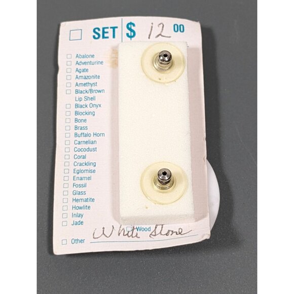 Vintage Karla Jordan White Triangle Stone Classic Deco Pierced Earrings Bold - Picture 4 of 5